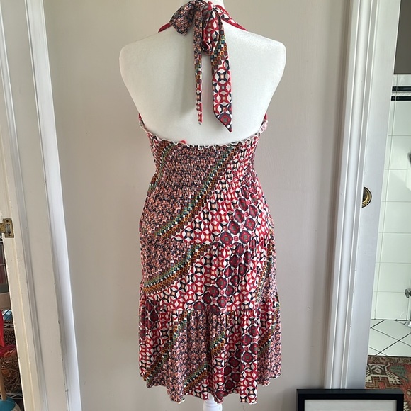 GUESS Y2k printed halter babydoll dress stretch fairy rockabilly 60s 70s small - Picture 3 of 11